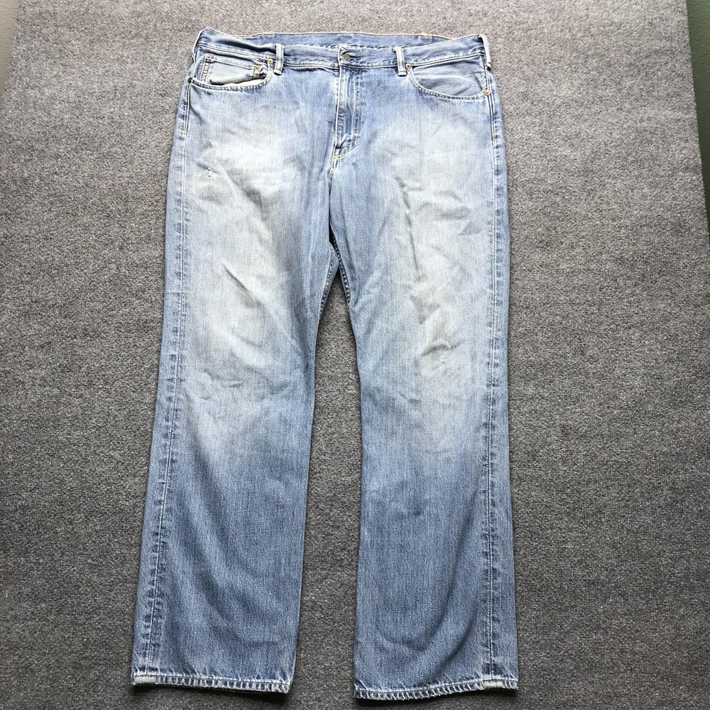 Polo Jeans Mens 38x31 Blue Light Wash Straight Leg Distressed Denim Pants